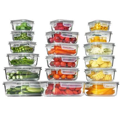 18-Piece Glass Meal Prep Containers with Airtight Locking Lids