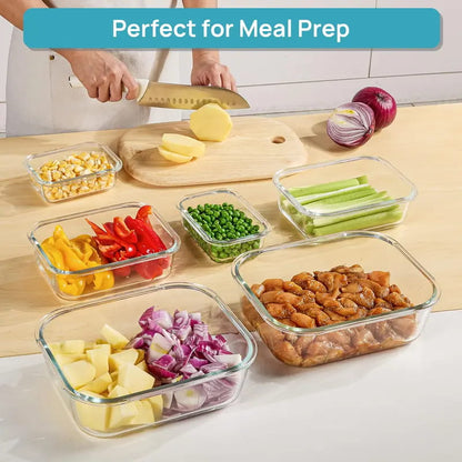 18-Piece Glass Meal Prep Containers with Airtight Locking Lids