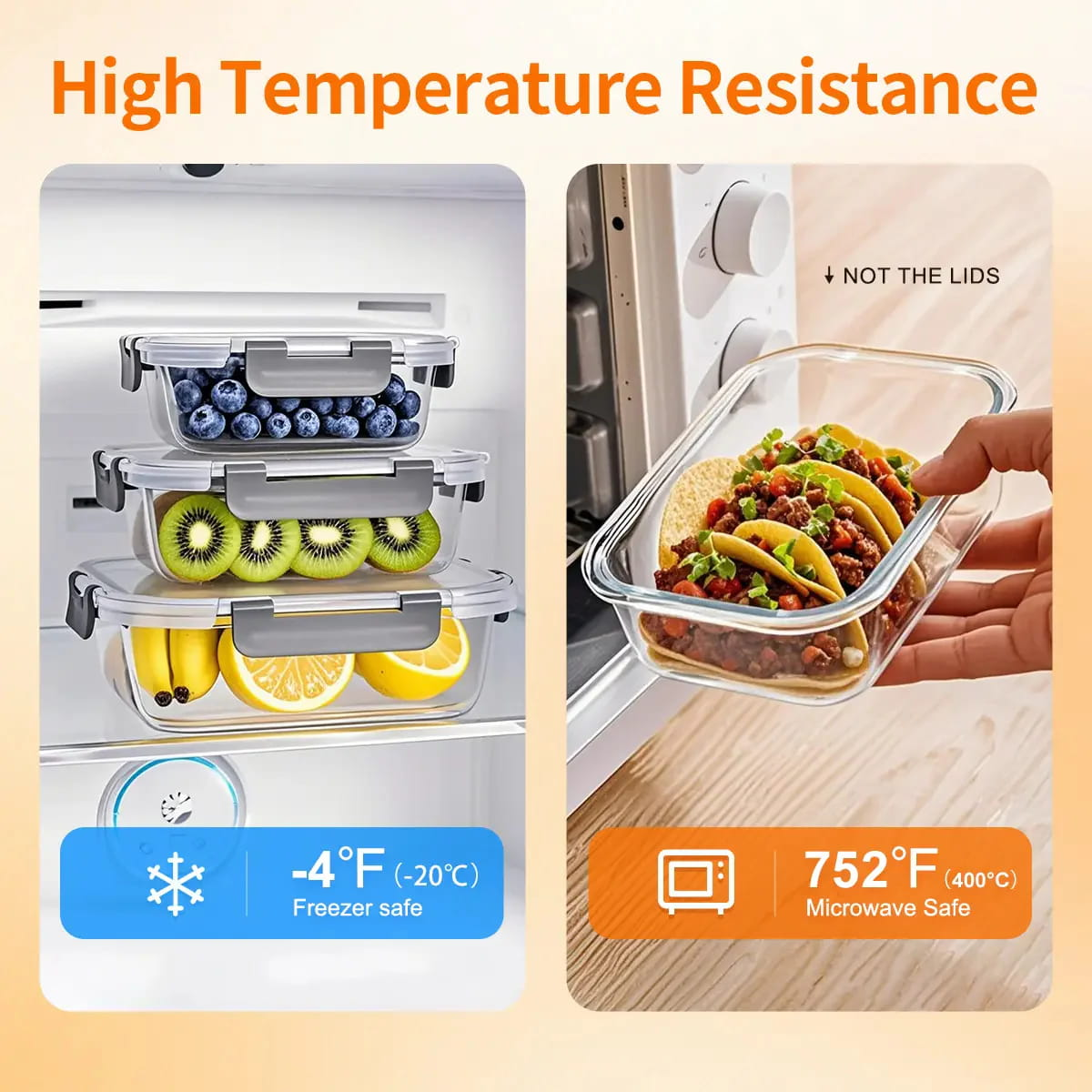 10-Piece Glass Meal Prep Containers with Airtight Locking Lids – BPA-Free Borosilicate Food Storage Containers, Leakproof, Stackable, Microwave, Oven, Freezer & Dishwasher Safe