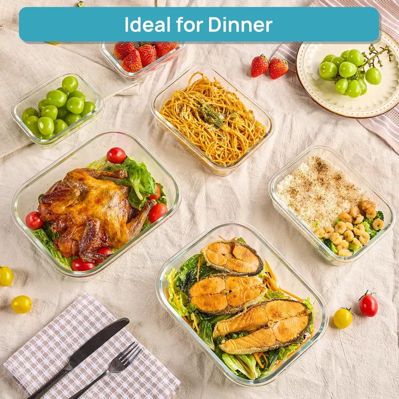 18-Piece Glass Meal Prep Containers with Airtight Locking Lids