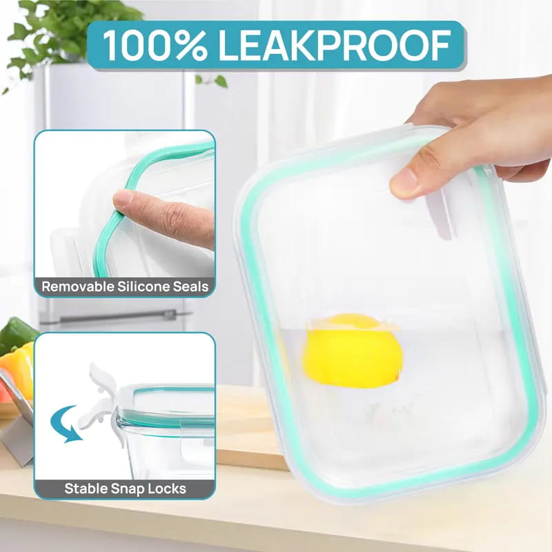 18-Piece Glass Meal Prep Containers with Airtight Locking Lids
