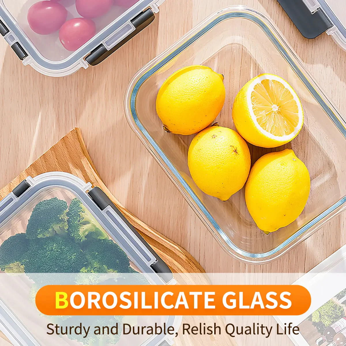 10-Piece Glass Meal Prep Containers with Airtight Locking Lids – BPA-Free Borosilicate Food Storage Containers, Leakproof, Stackable, Microwave, Oven, Freezer & Dishwasher Safe