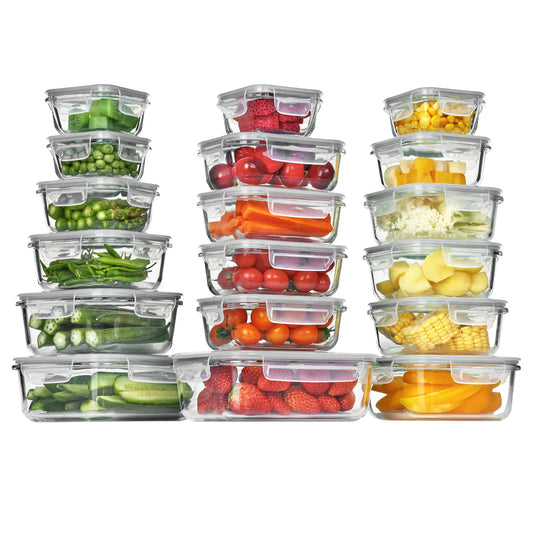 18-Piece Glass Meal Prep Containers with Airtight Locking Lids